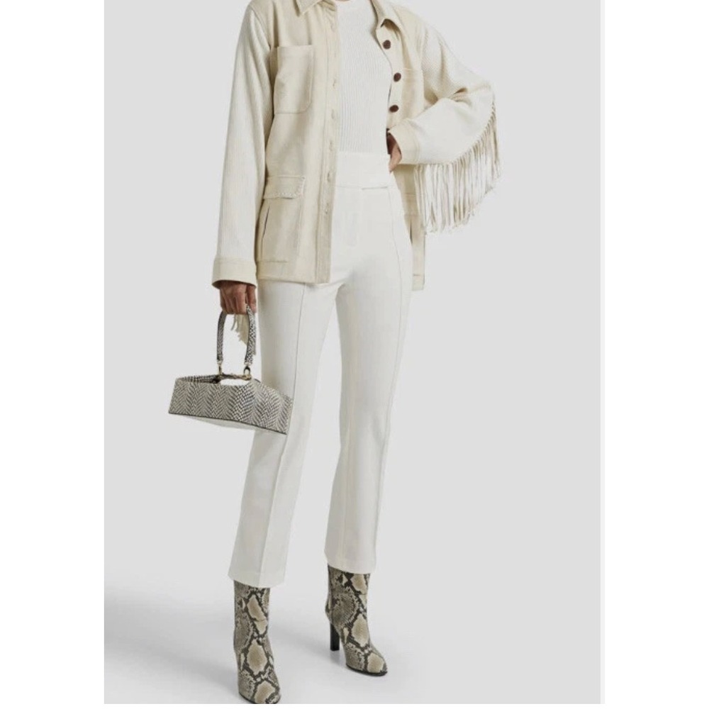Veronica Beard Jupiter Pants Cropped Off White Pintuck Flare Trousers 10